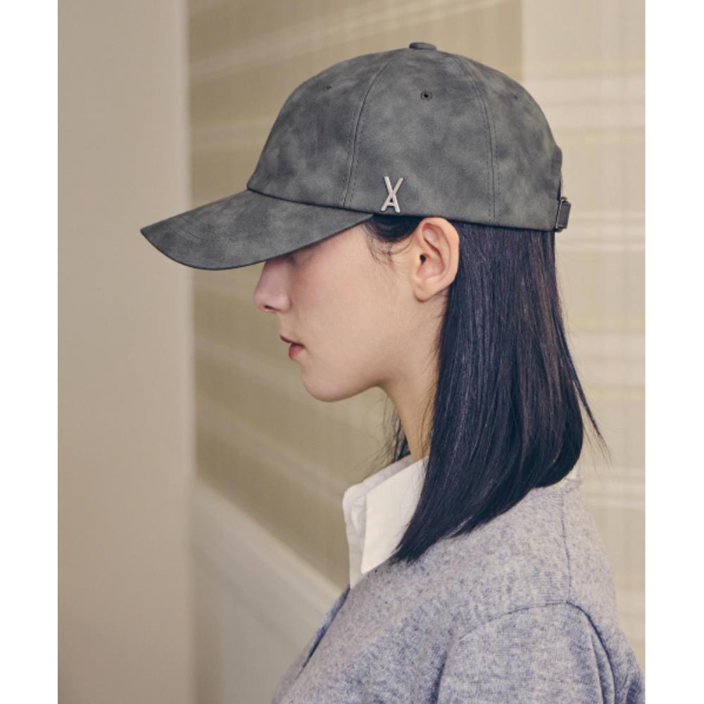 ★VARZAR★ VA stud vegan leather ball cap charcoal