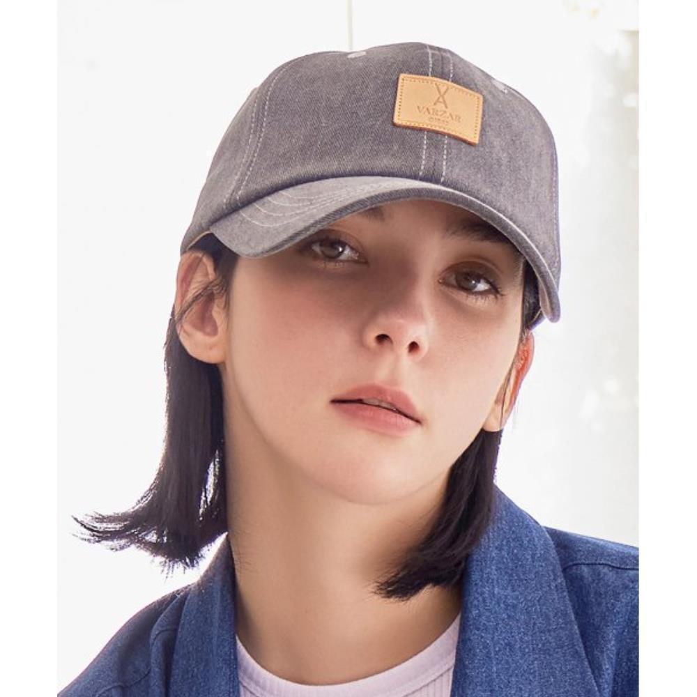 ★VARZAR★ VA square pigment label ball cap black