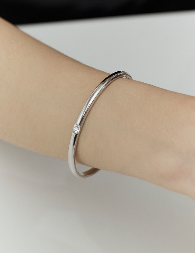 【HYERES LOR】25SS★ Essence Silver Diamond Bangle 0.3CT