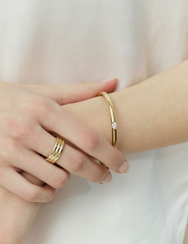 【HYERES LOR】25SS★ Essence Silver Diamond Bangle 0.3CT
