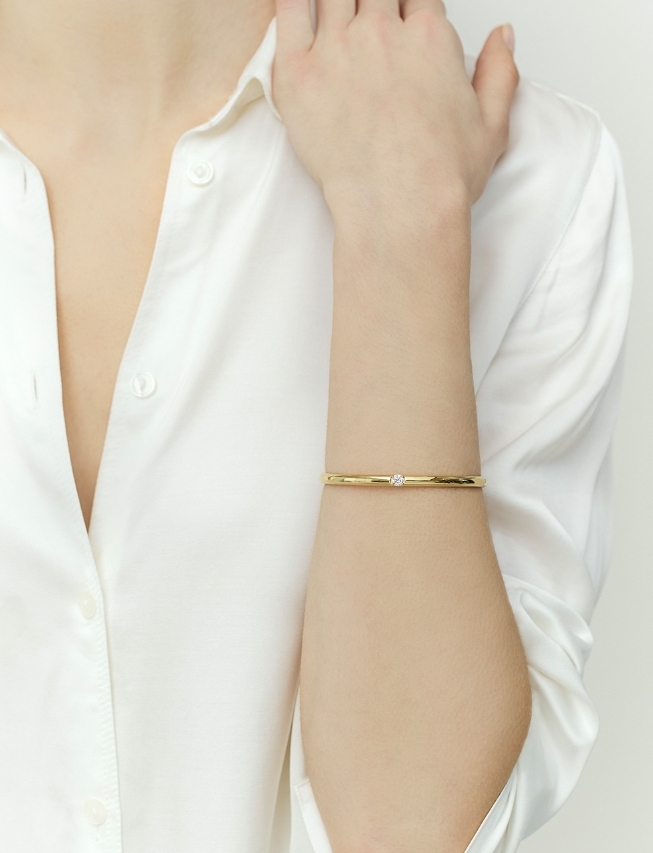 【HYERES LOR】25SS★ Essence Silver Diamond Bangle 0.3CT