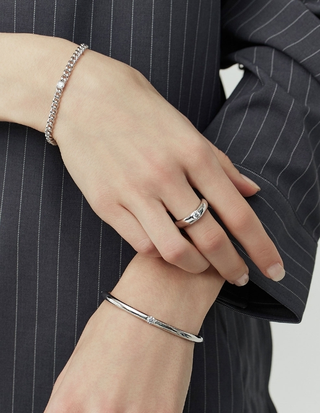 【HYERES LOR】25SS★ Essence Silv Diamond Single Ring 0.3CT