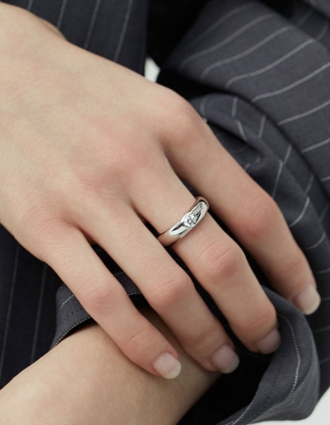 【HYERES LOR】25SS★ Essence Silv Diamond Single Ring 0.3CT