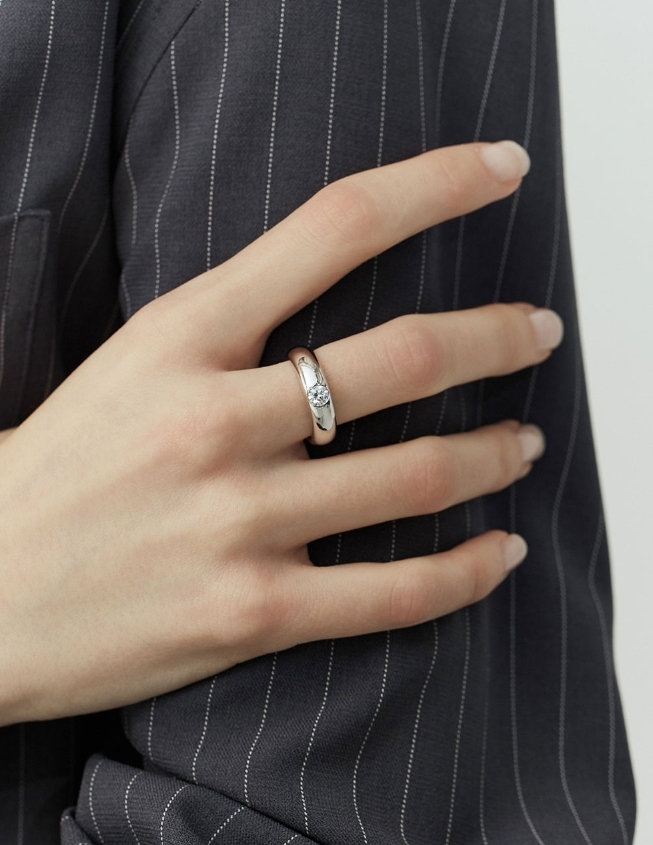 【HYERES LOR】25SS★ Essence Silv Diamond Single Ring 0.3CT