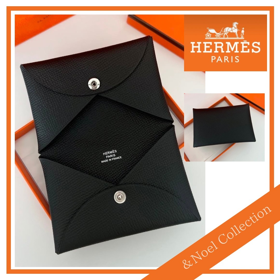 定番【HERMES】カードホルダー カルヴィ ノワール