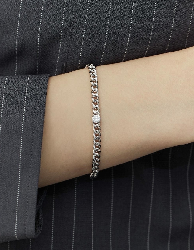 【HYERES LOR】25SS★ Essence Silv Dia Chain Bracelet 0.3CT