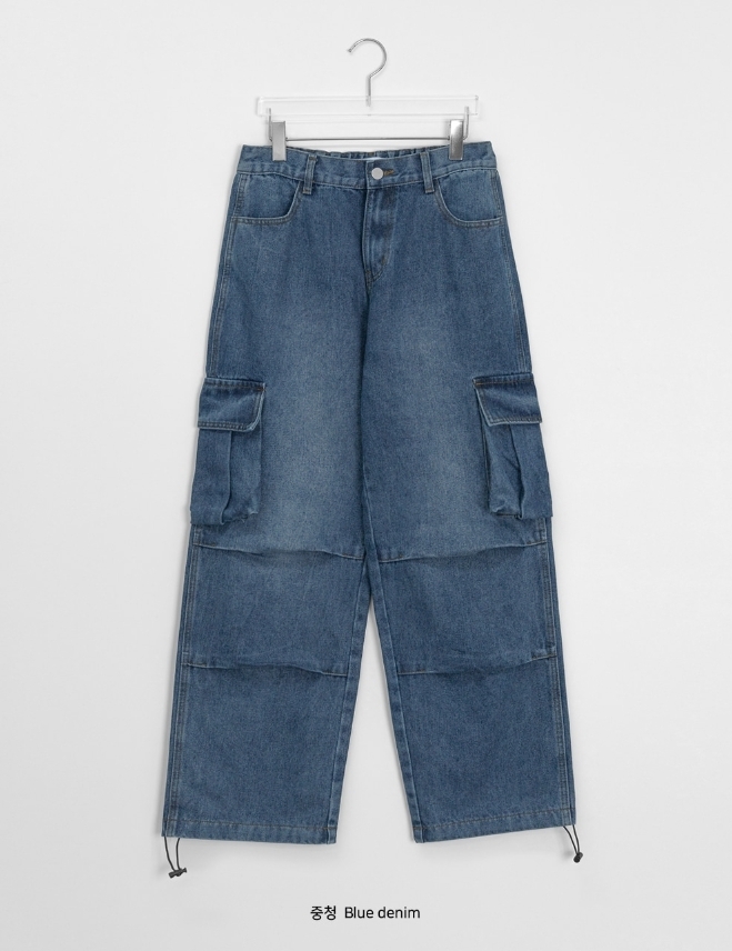 【BAON】[unisex] Heoki banding parachute cargo denim pt WZIKAI Men's Baggy Cargo Pants Casual Parachute Cargo Pants
