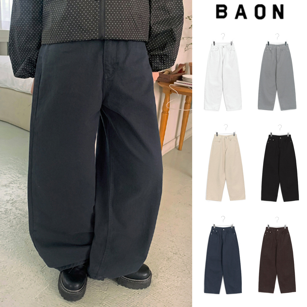 【BAON】Moite basic color wide cotton pants
