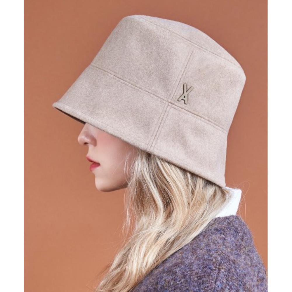 ★VARZAR★ Stud drop overfit wool bucket hat beige