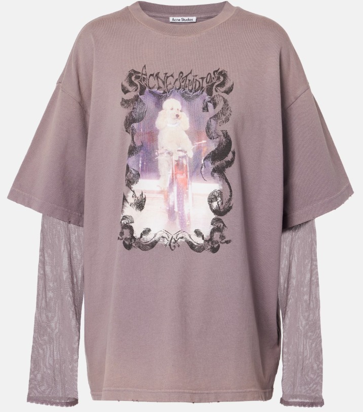 Acne Studios 関税送料込 レイヤードプリントTシャツ レディース Acne Studios - レイヤードプリントTシャツ - ダークモーヴ