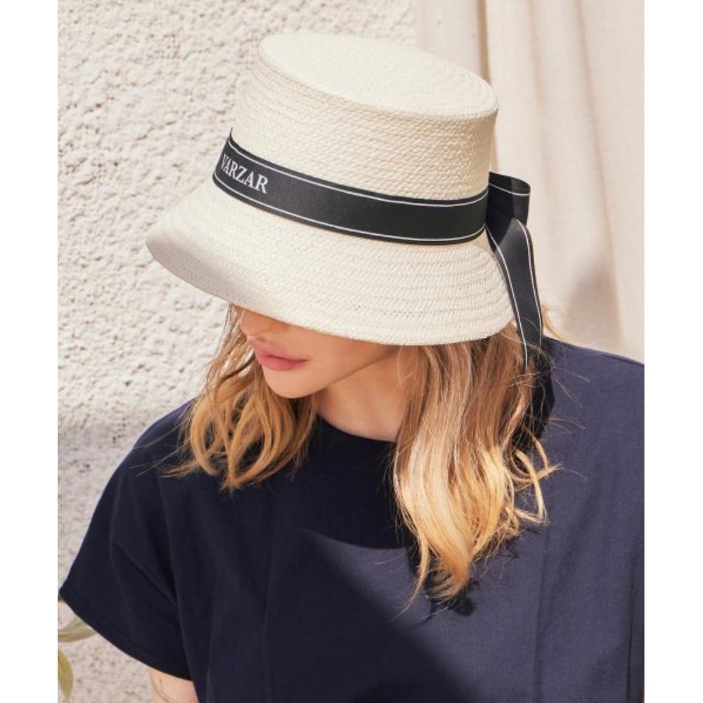 ★VARZAR★ Ribbon Paper Bucket Hat Cream