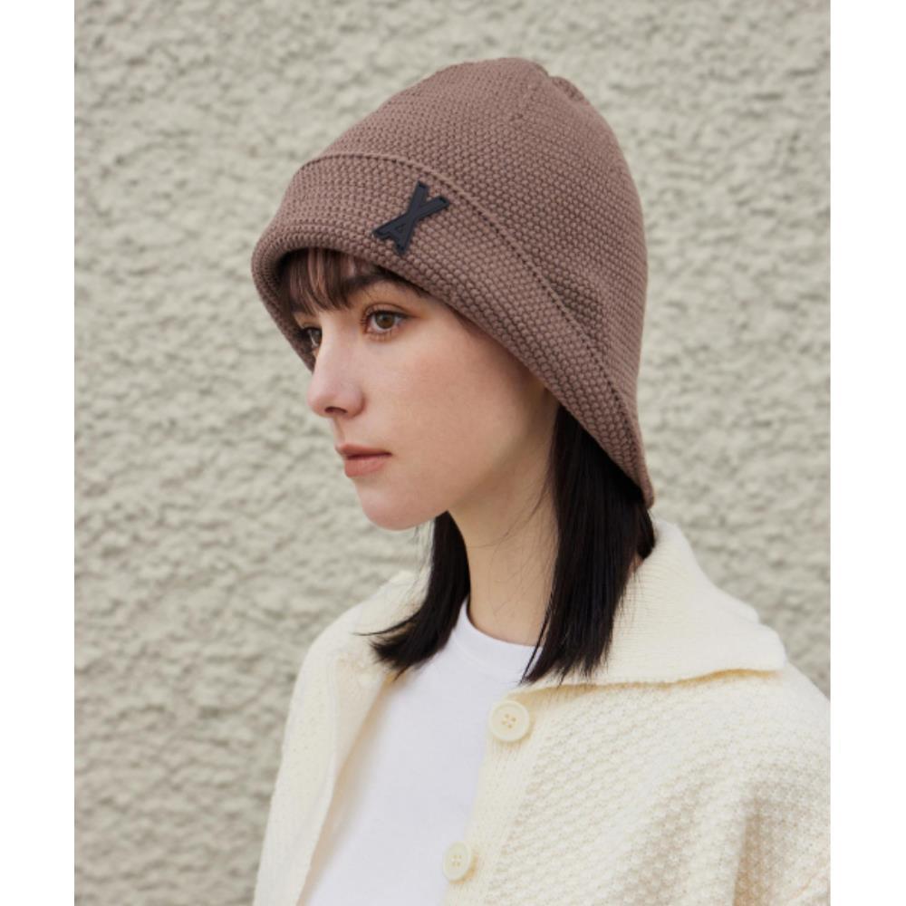 ★VARZAR★ VA patch wide brim knit bucket hat warm toe