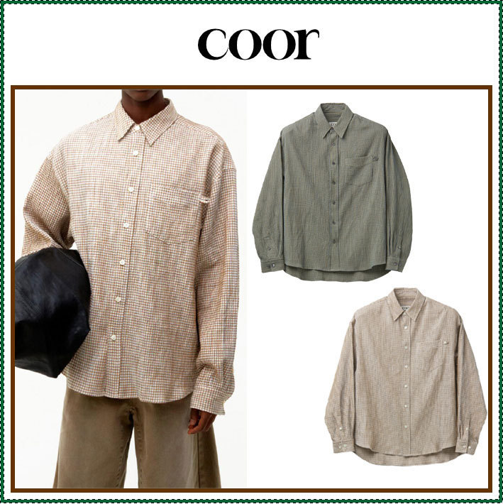 【COOR】 Dobby Window Pain Check Button Down Shirt / 追跡付