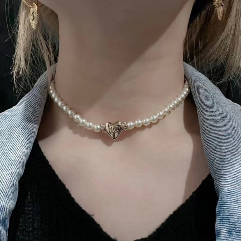 CHANEL】ハートチャーム♡ シャネル パールチョーカー