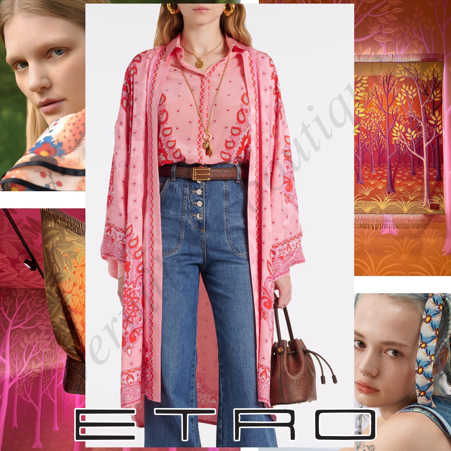 ETRO フローラル ペイズリー ジャカード ローブ コート