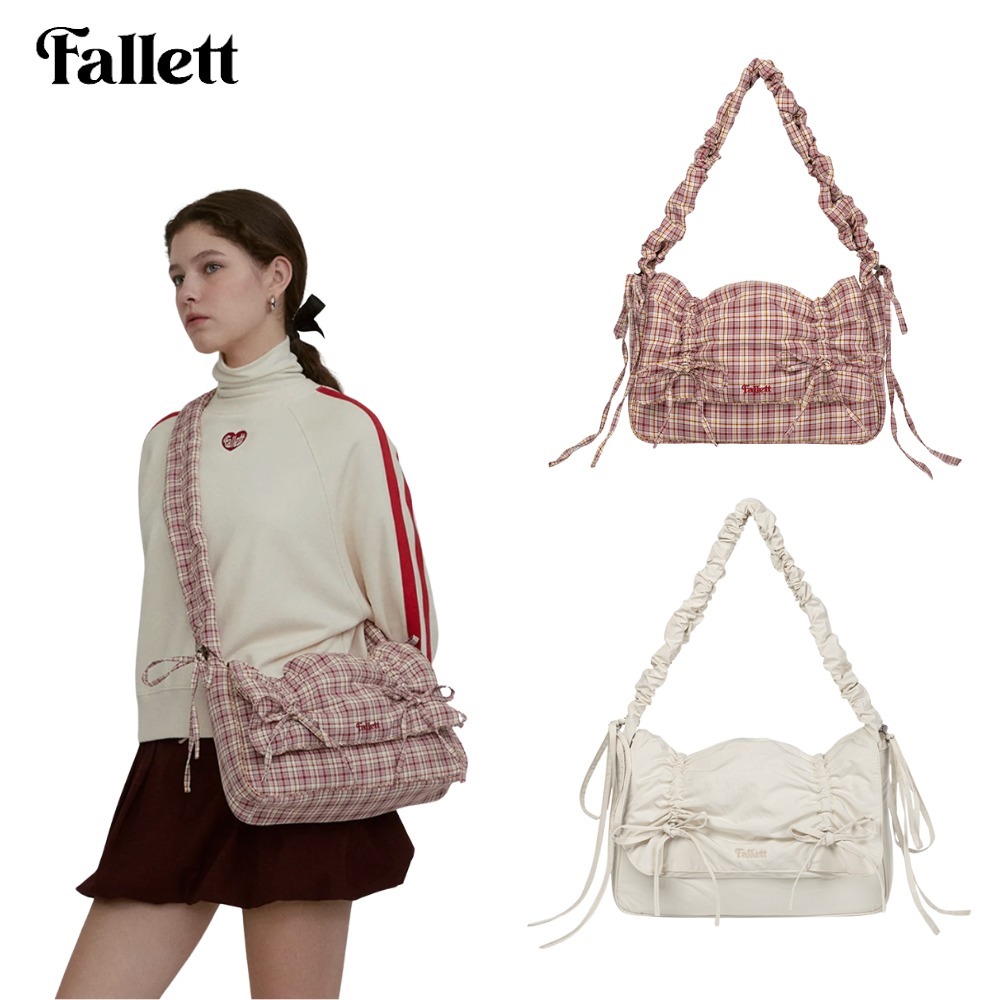 【韓国人気】FALLET DOUBLE RIBBON SHIRRING BAG 2カラー