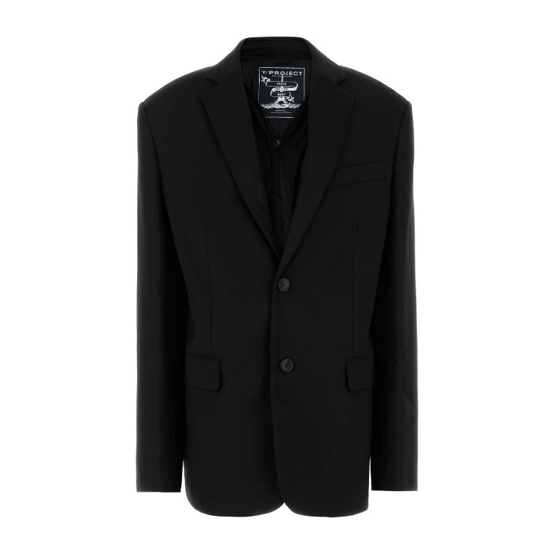 ジャケット Y PROJECT Black stretch jersey oversize blazer