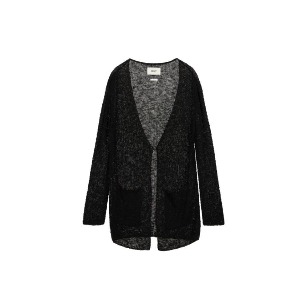 ◆DEINET◆ ONE BUTTON KNIT LONG CARDIGAN IN BLACK KDBBC4S331