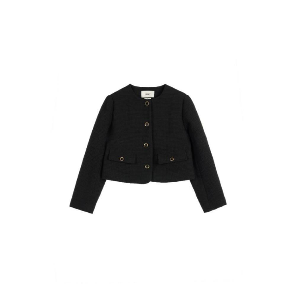 ◆DEINET◆ GOLD BOTTON TWEED JACKET IN BLACK KDBFU4S25110600