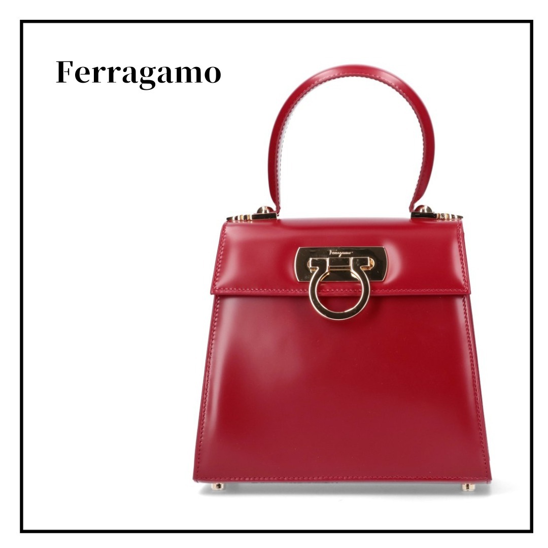 【Ferragamo】ロゴプレート トートバッグ
