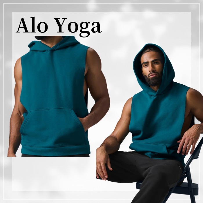 Alo Yoga☆Renown Sleeveless Hoodie オーシャンティール メンズ