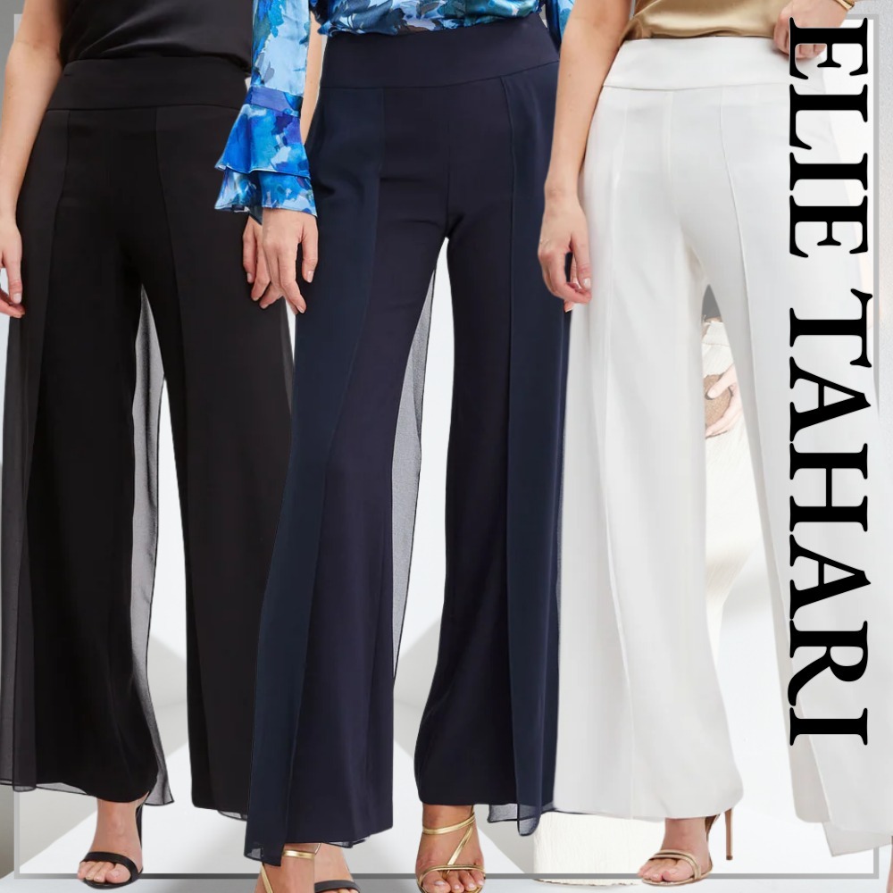 真美子夫人愛用ブランド【ELIE TAHARI】シフォン パネル パンツ
