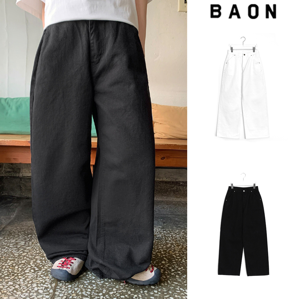 【BAON】Decoats basic wide cotton pants