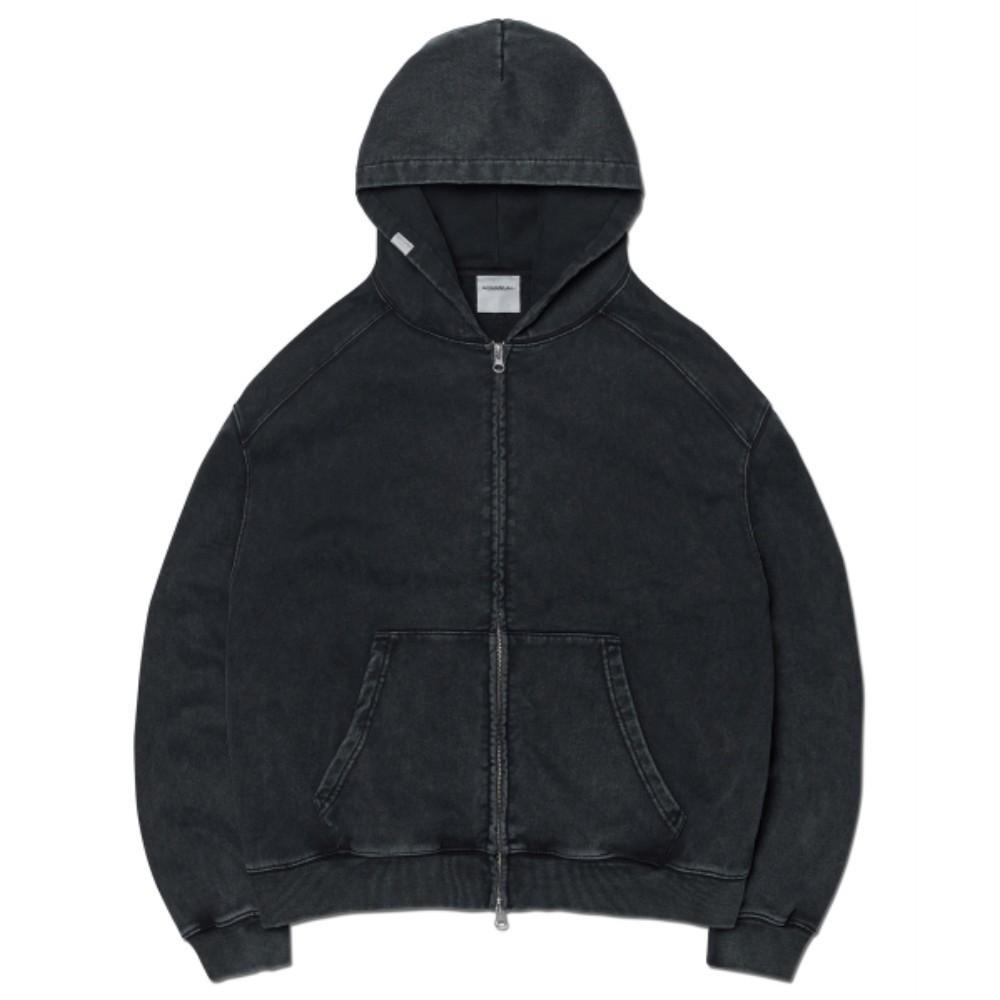 ★NOMANUAL★ ML HOODED ZIPUP WASHED BLACK NM63HD01M1WB