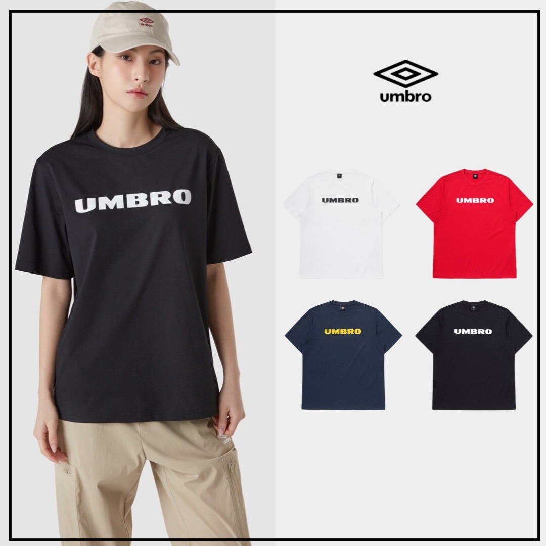 韓国*UMBRO■新作*ユニセックスlettering short-sleeved T-shirt