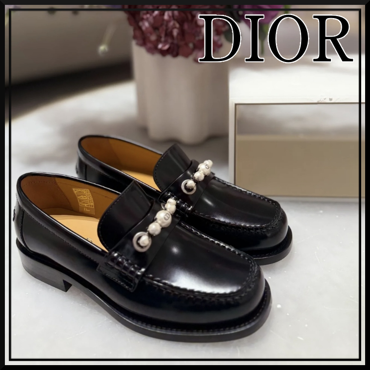 【レジンパールがエレガント♪】Dior ローファー