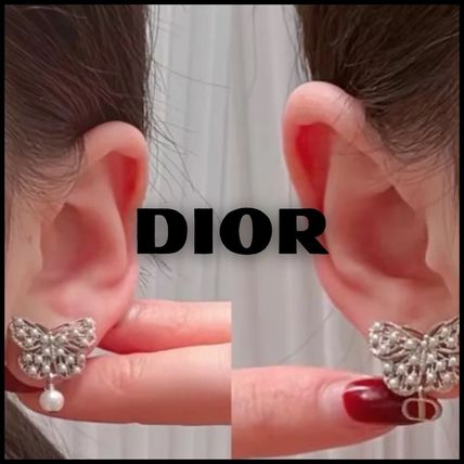 Christian Dior ディオールバタフライロゴグリッターデザインピアス