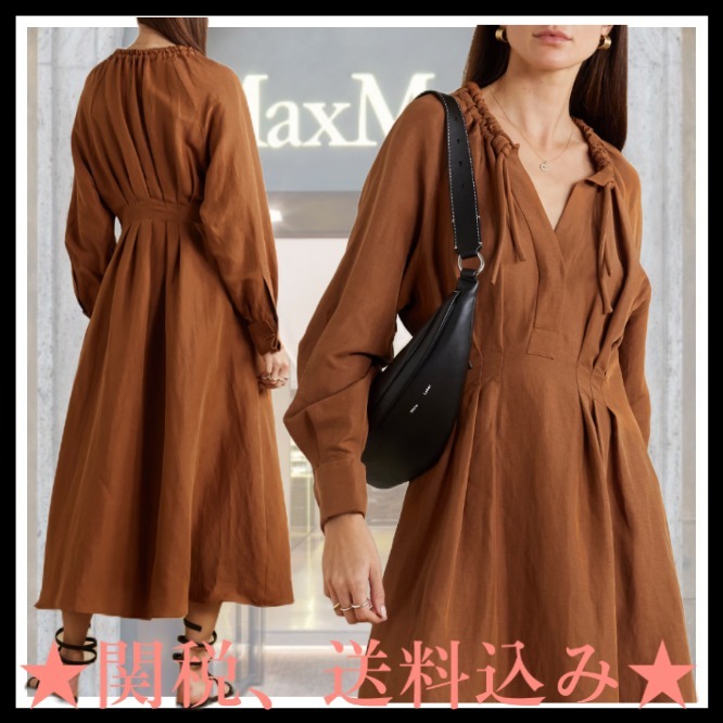 DT★Max Mara★drina シルクリネンツイルドレス