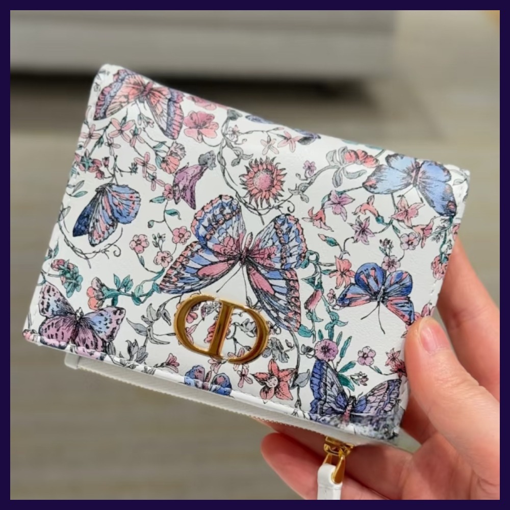 【色鮮やかな蝶が美しい♪】Dior 折りたたみ財布