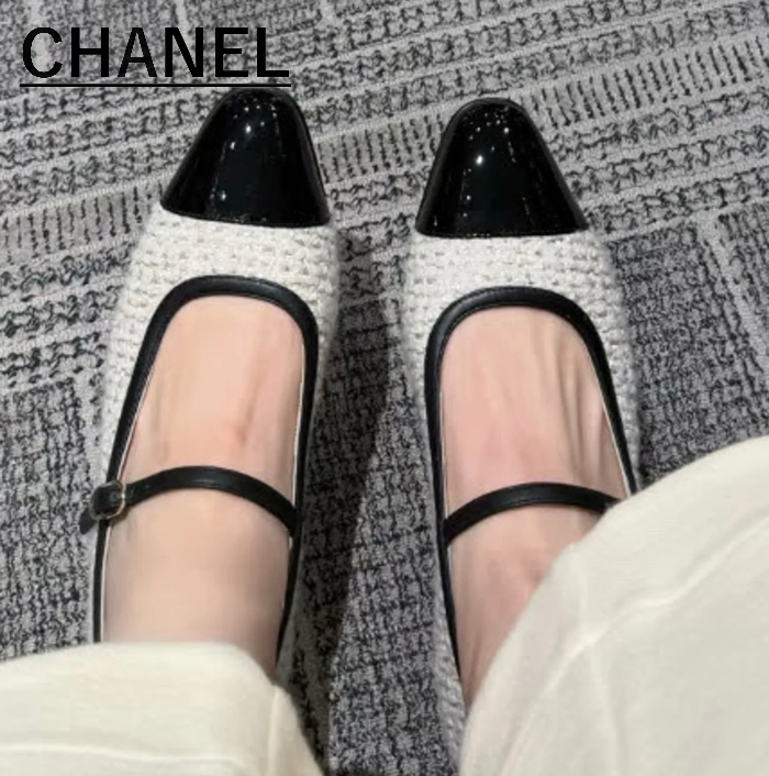 【ツイード生地がおしゃれ♪】CHANEL メリージェーン 25P ツイード生地がおしゃれ】CHANELシャネル メリージェーン