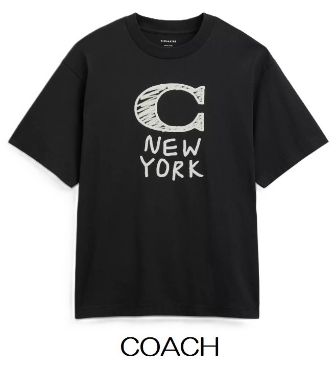 安心国内発送 COACH シグネチャー ロゴ Tシャツ ブラック
