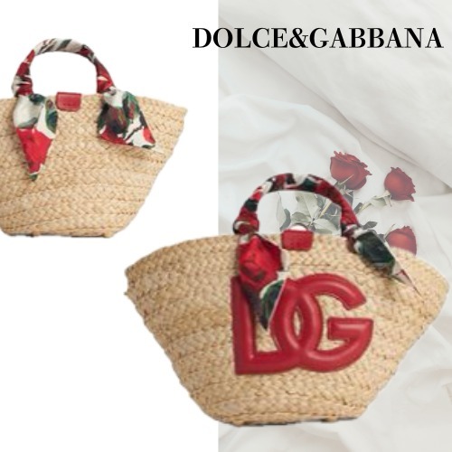 トートバッグ DOLCE&GABBANA rafia Red Corn Blend Sho