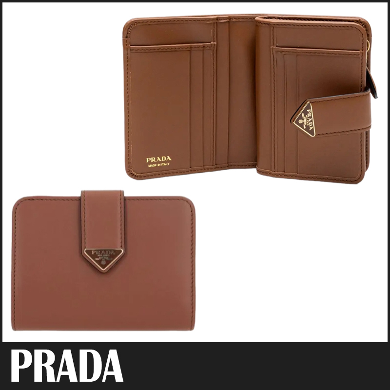 送料関税込 PRADA シティカーフタブ 小銭入れ付き 二つ折り財布