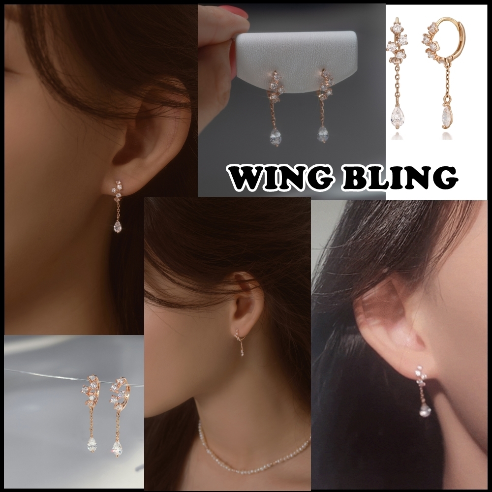 早期完売★WING BLING PURE SHOTドロップワンタッチリングピアス