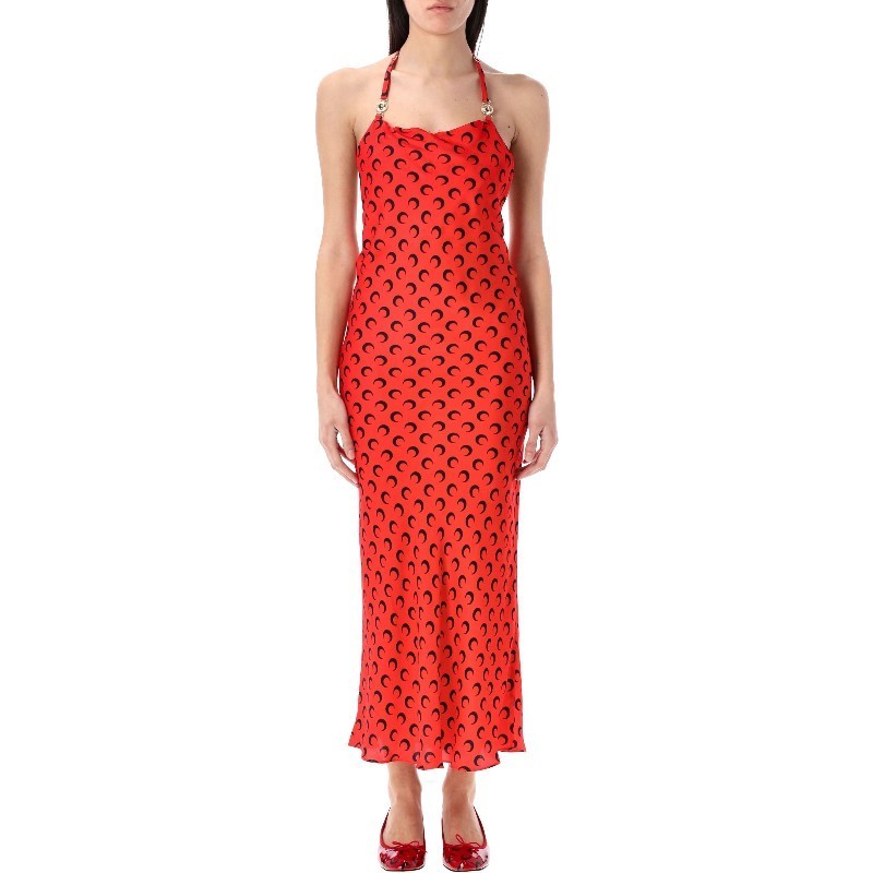 ワンピース MARINE SERRE MOON SATIN LONG SLIP DRESS