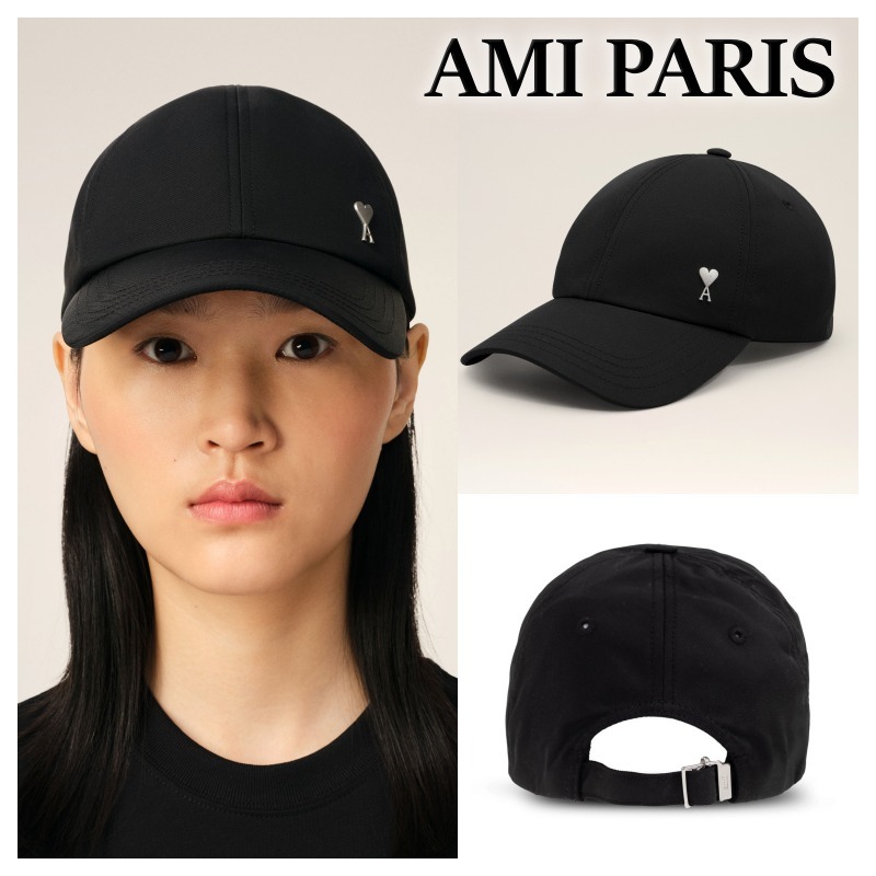 AMI Paris ロゴプレート カーブピーク キャップ