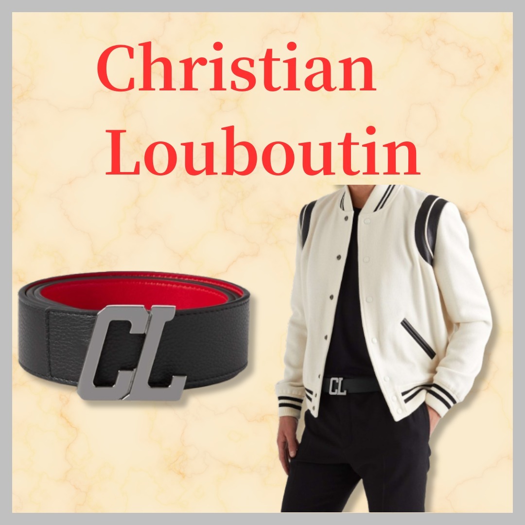 Christian Louboutin ベルト ロゴ カーフレザー ブラック