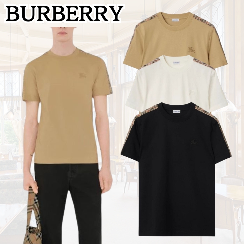新作★BURBERRY*スマートな選択*チェックトリムコットンTシャツ