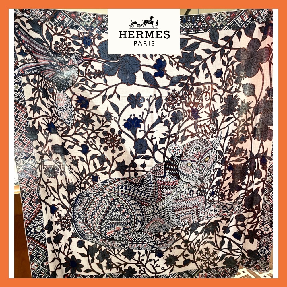 【大判スカーフ★】HERMES スカーフ カレ カシシル 140 ジャガー