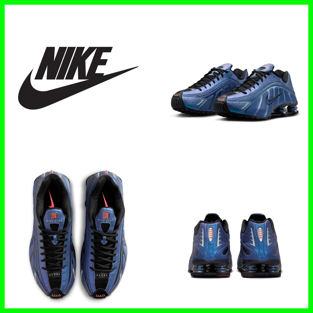 ★NIKE Shox R4 Black and Hot Punch★