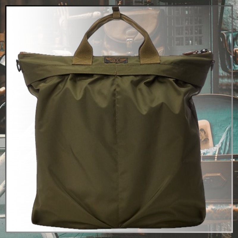 耐久性◎【RRL】オリーブ 軽量ナイロン ショルダーバッグ