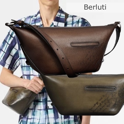Berluti トゥジュール Hobo スクリット レザー ショルダーバッグ
