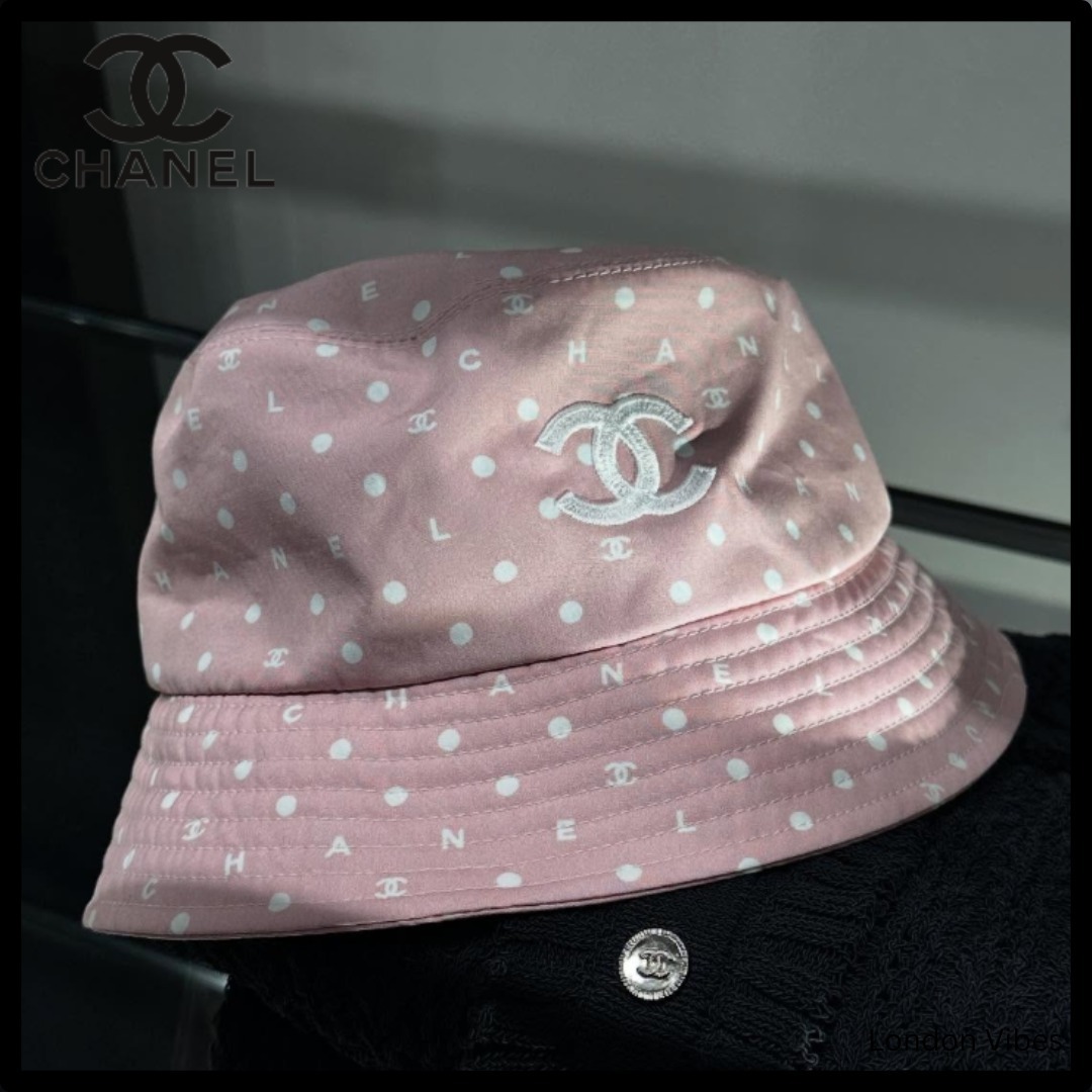 ピンクで可愛い♪ CHANEL バケット ハット CCロゴ ドット
