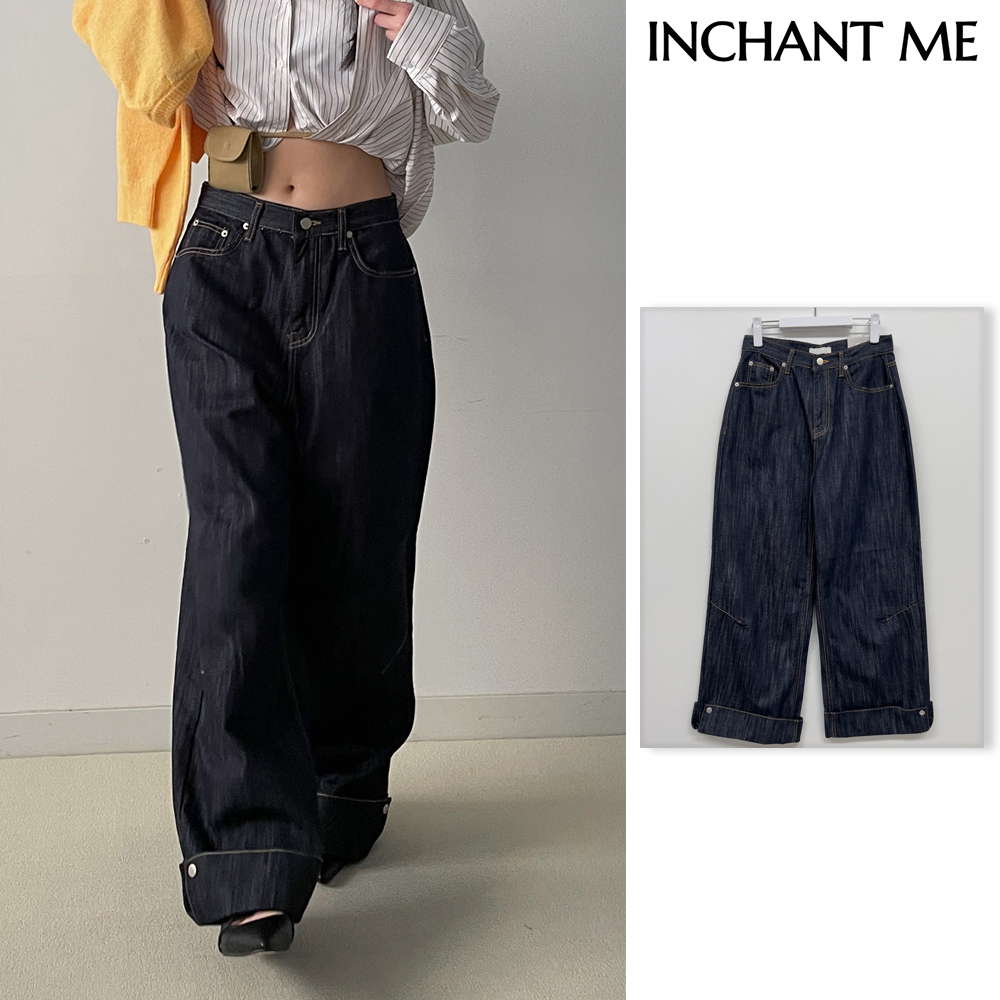 【INCHANT ME】554 Roll-up selvage wide denim pants