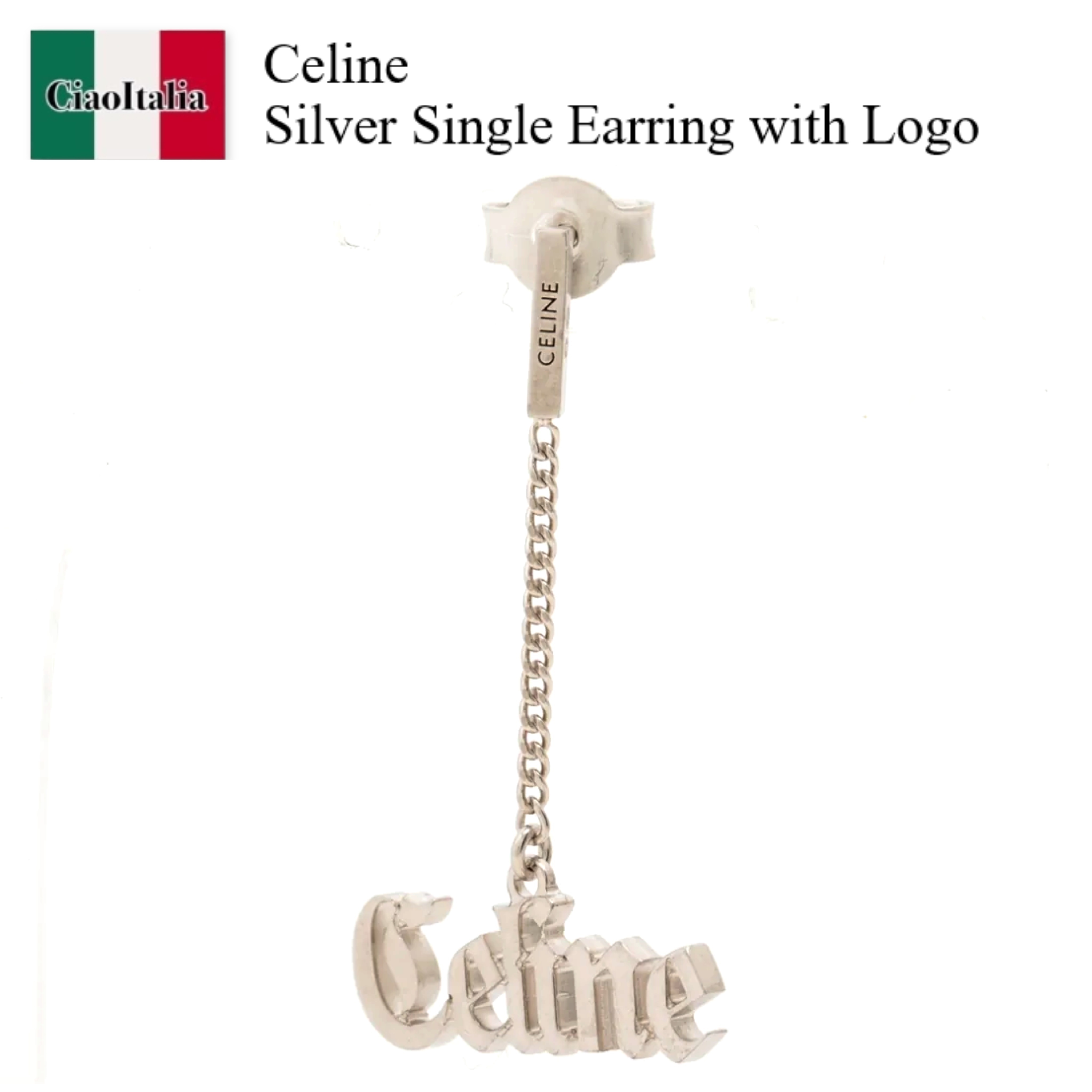 CELINE ロゴシルバーシングルピアス