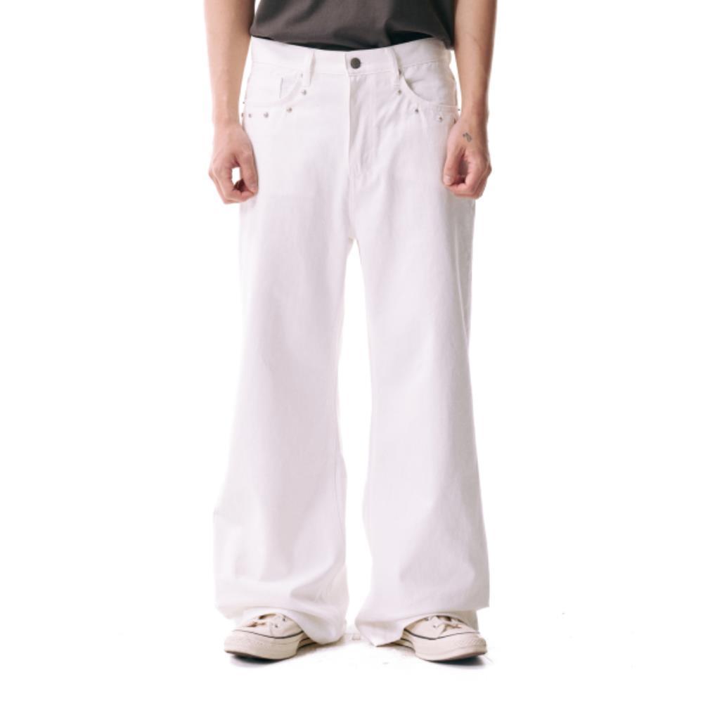 ◆AAKAM◆ Multi Studded Cotton Pants White